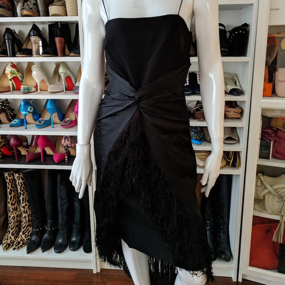 Cinq a Sept Yolette Hi-Lo Fringe Slip Mini Dress